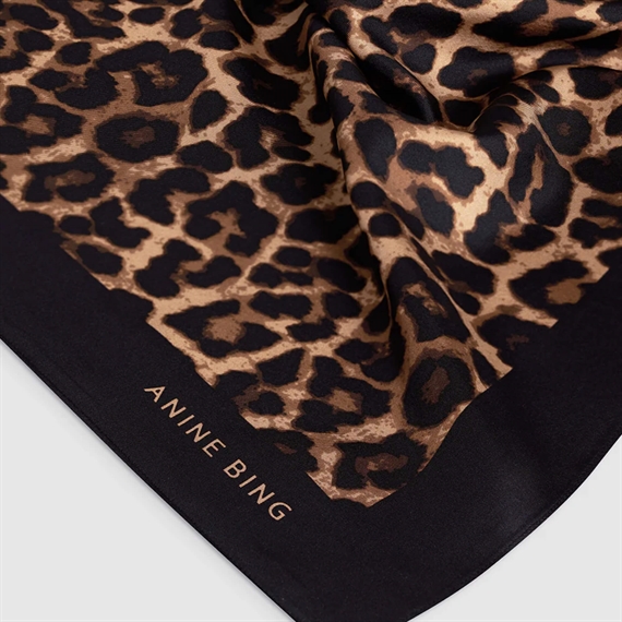Anine Bing One York Tørklæde, Black And Brown Leopard 